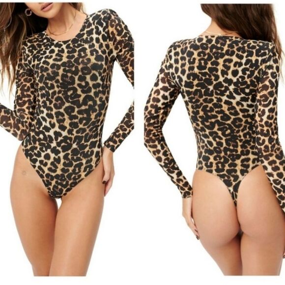 Good American Mesh Power Bodysuit in Bold Leopard Print MSRP $95 - Picture 10 of 10